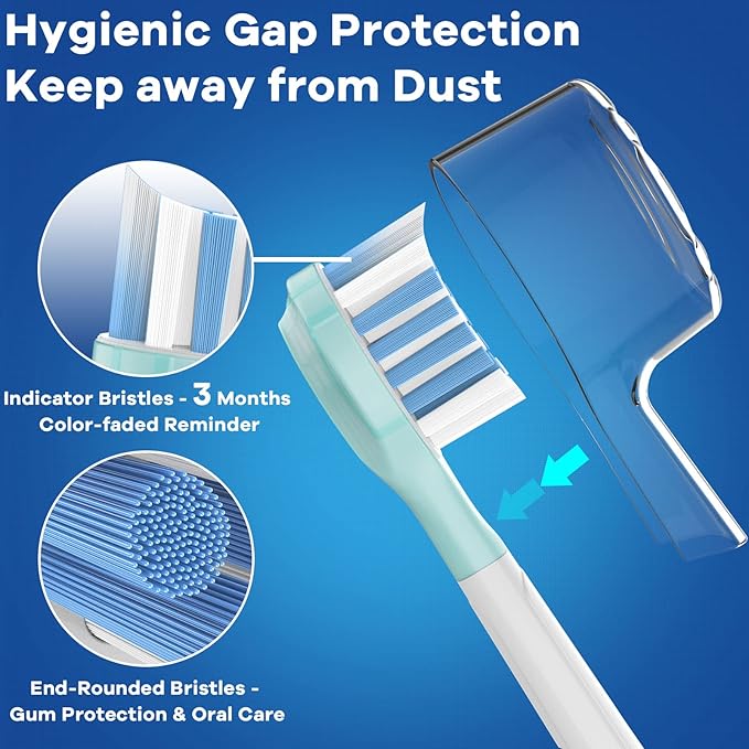 Replacement Heads for Philips Sonicare ProtectiveClean 4100 5100 6100 DiamondClean 9500 ExpertClean 7500 FlexCare HealthyWhite Electric Sonic Toothbrush C3 G3 W3 C2 G2, White&Black, 6 Pack
