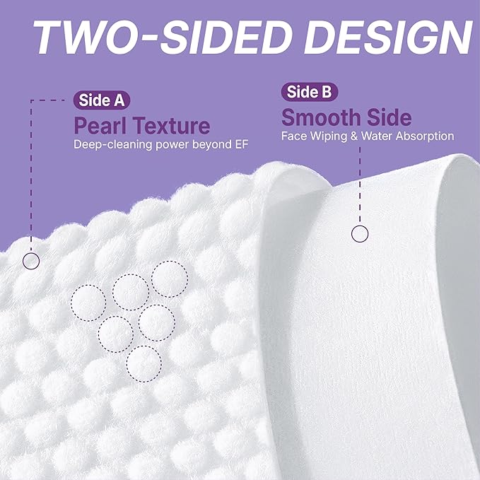 Disposable Face Towels XL 100 Count, Pearl Texture Facial Tissues for Deep Cleansing, Ultra Thick Makeup Remover Dry Wipes, Lint Free Cotton Tissue for Sensitive Skin