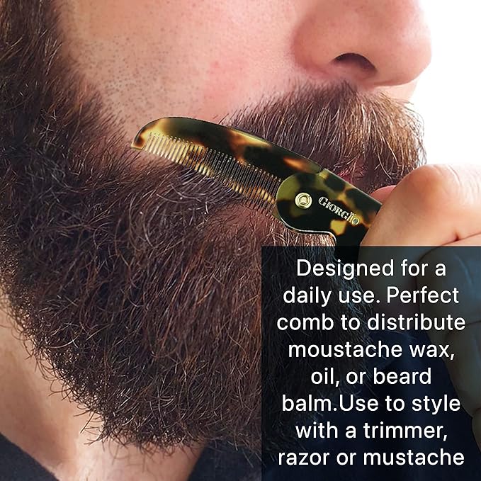 Giorgio G87 Fine Tooth Comb works as a Mustache and Beard Comb for Men - Add to any comb set, Handmade, Saw-cut, Hand Polished Pocket Styling Combs for Everyday Grooming and Hair Care Tokyo (4.5")