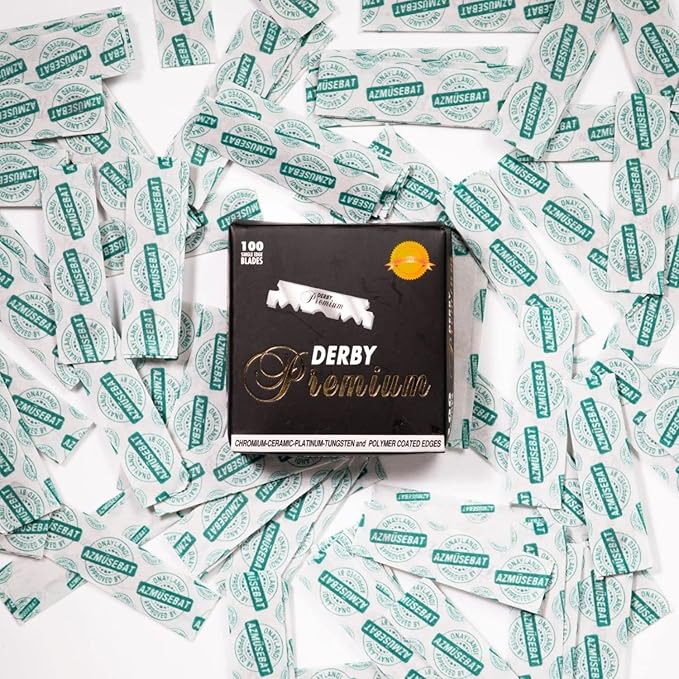 Derby Premium Single Edge Razor Blades, Razor Blades, Single Edge, Ultra Sharp, Chromium - Ceramic - Platinum - Tungsten and Polymer Coated Edges (2)