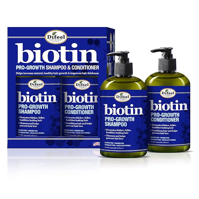 Difeel Pro-Growth Biotin Shampoo & Conditioner 2-PC Gift Set - Thinning Hair & Hair Loss, Paraben Free