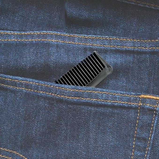 Favorict (12 Pack) Flexible Thin 5" Pocket Hair Comb Beard & Mustache Combs for Men's Hair Beard Mustache and Sideburns (Black)