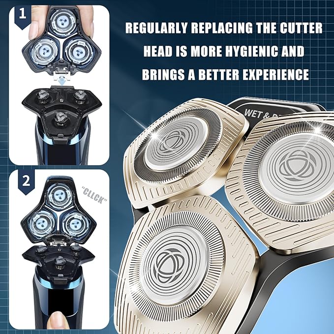 2 Pack SH71/50 Shaving Heads Compatible with Phili*s Shavers Series S5000 (S5XXX),S7000 (S7XXX) (Champagne color)