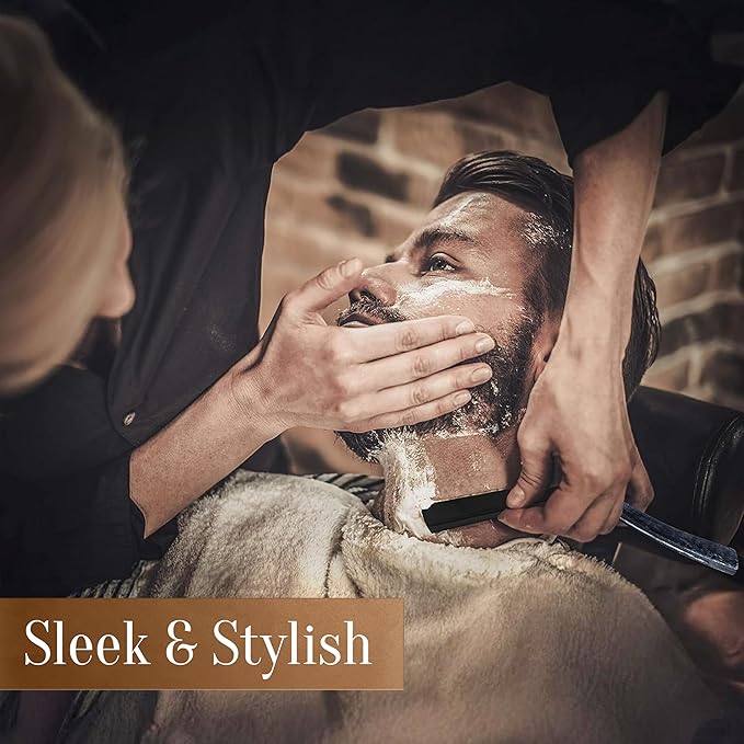 Facón Straight Razors for Men - Professional Barber Straight Edge Razor Kit with 100 Blades, Wooden Stainless Steel Barbero Shaver for a Smooth & Precise Shave, Premium Barber Razor for Men's Shaving