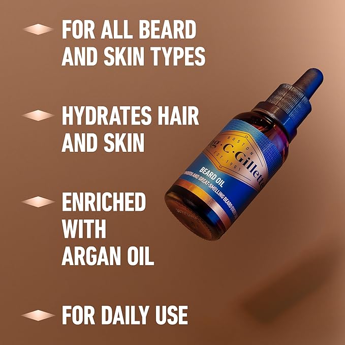 King C. Gillette Beard Oil for Men - Argan,Jojoba,Avocado,Macadamia Seed and Almond Oils - Moisturize and Soften Beard,(Pack of 2)