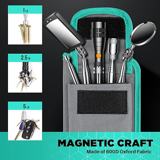 Telescoping Magnetic Pickup Tool Set, Inspection Mirror Telescoping, LED Flashlight, Cool Gadgets for Men, Stocking Stuffers, Gifts for Dad, Husband, Kids, Boyfriend, Magnet Stick