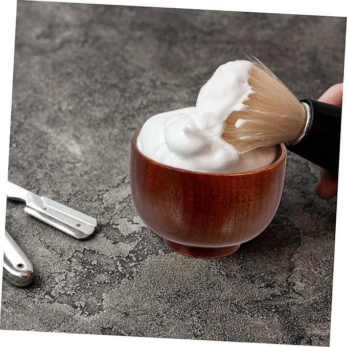 FRCOLOR Thick Wooden Shaving Soap Bowl with Smooth Polished Surface Shave Mug for Men Classic Lather Cup Easy Foam Stirring Portable and Stylish