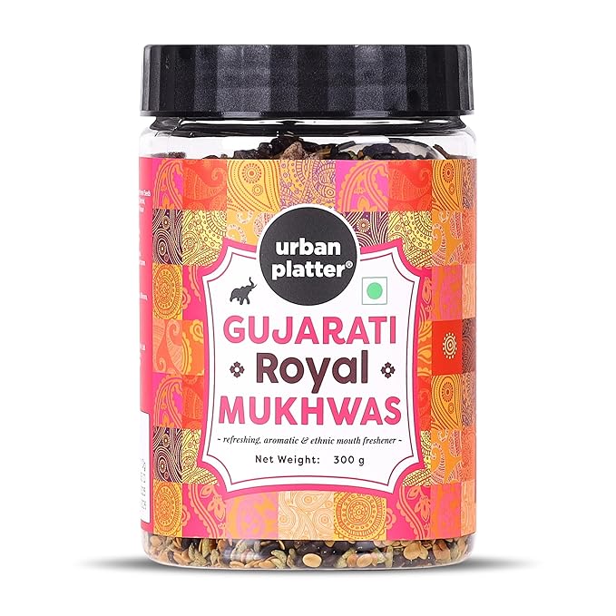 Urban Platter Gujarati Royal Mukhwas | 10.58 Oz (300g) | Traditional Indian Mouth Freshener | Sweet & Refreshing Fennel Mix | Digestive After-Meal Refresher | All-Natural, Vegan, Aromatic