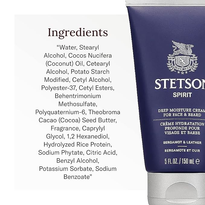 SCENT BEAUTY STETSON Personal Care Face & Beard Moisturizer Facial Moisturizer for Men - Cream for Face & Beard - 5 oz - 3 Pack - Spirit Fragrance