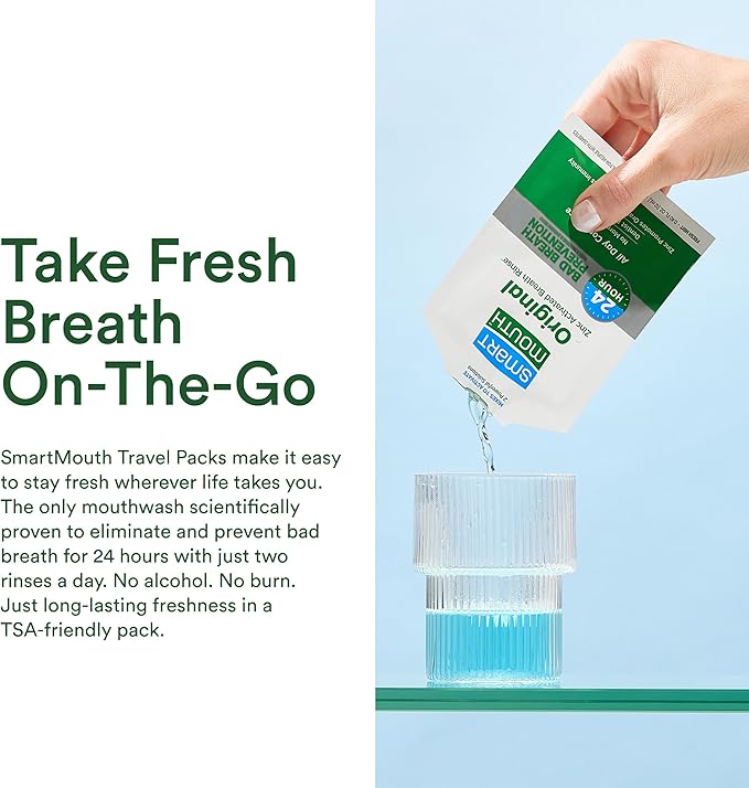 SmartMouth Original Activated Mouthwash Single Packs, Travel Mouthwash, Fresh Mint, 10 Pack