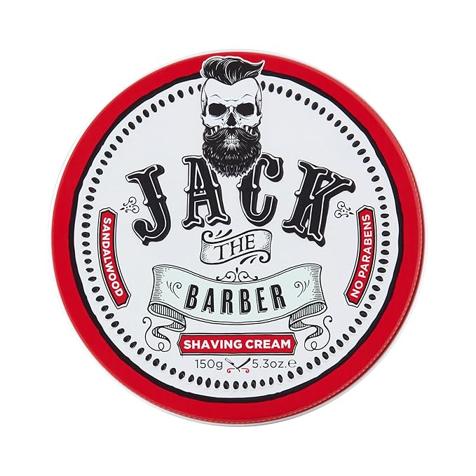 Jack The Barber Shaving Cream Sandalwood Scent, Classic Shave Cream For Men With Aloe Vera And Coconut Oil, Vegan Mens Shaving Cream For All Skin Types, 5.3 Oz