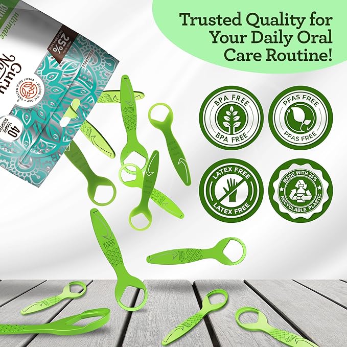 GuruNanda Disposable Tongue Scraper for Adults & Kids, Aligner Removal Tool (40 Ct) Dual-Function, BPA & PFAS-Free, Recyclable, Travel-Friendly, Promotes Fresh Breath, Easy to Use