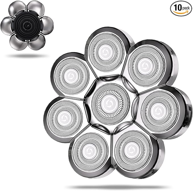 Head Shaver Replacement Heads,Head Shaver Replacement Blades, Head Shavers for Bald Men,Head shavers for Men, Stainless Steel Rotary Blades for Electric Head Razor (silver8)