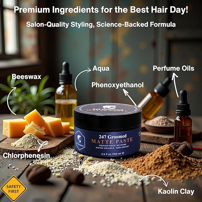Matte Pomade For Men and Women | All-Day Medium Hold, Low Shine Finish For All Hair Types | Thickening Paste Adds Volume & Texture | Beeswax Based