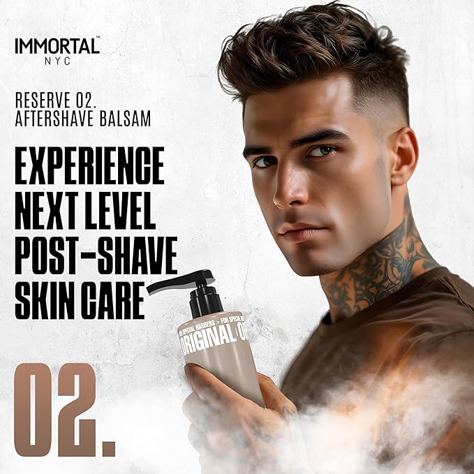 Immortal NYC Reserve 02. Aftershave Balm for Men- Moisturizing & Soothing Formula After Shaving- Fruity Floral Aftershave For Men- 17 oz Balsam