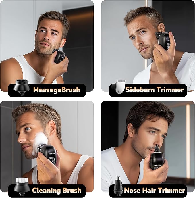 Electric Razor for Men,Head Shavers for Bald Men,5-in-1 Electric Razors with Wet & Dry Bald Head Shaver,9D Floating Head Shaver Comes with Magnetic Detachable Blades