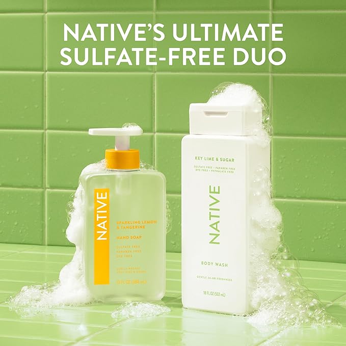 Native Body Wash Contains Naturally Derived Ingredients | For Women & Men, Sulfate, Paraben, & Dye Free Leaving Skin Soft and Hydrating | Key Lime & Sugar 18 oz