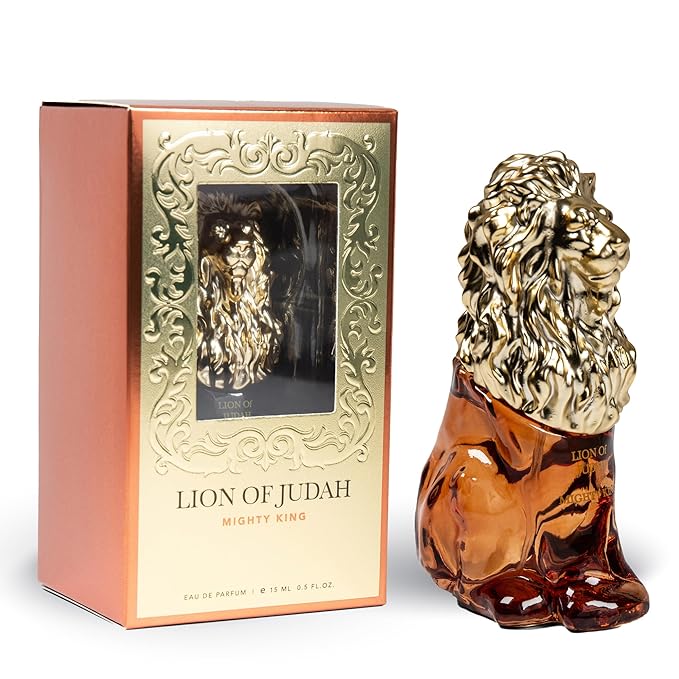 LION OF JUDAH Mighty King - Travel Size Cologne for Men - Long-Lasting EDP Fragrance Comes in Elegant Lion-Shaped Glass Bottle - Cinnamon, Dry Wood & Vanilla Notes (15ml)
