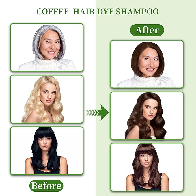 Hair Dye Shampoo 3 in 1 for Gray Hair Coverage, Herbal Ingredients Natural Shampoo Hair Dye for Women & Men/Ammonia-Free 520ml(Coffee)