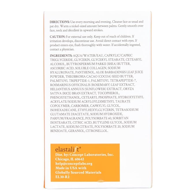 Elastalift Vitamin C Firming Face Cream Moisturizer Skin Care Facial Lotion, Potent Vitamin C Gel Cream For Face Targets Dry Skin, Age Spots, Wrinkles, Hyperpigmentation, & Sun Damaged Skin, 2 Fl Oz