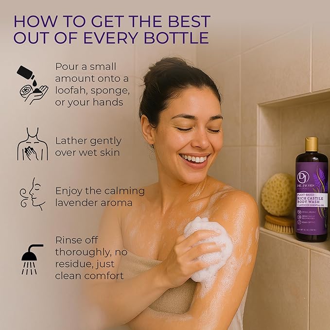 Dr. Jacobs Naturals Pure Castile Soap Liquid Body Wash, Lavender - Plant Based Soap Infused with Vitamin E and Aloe Vera to Moisturize Dry and Sensitive Skin - Made in the USA - 16 oz, Pack of 2