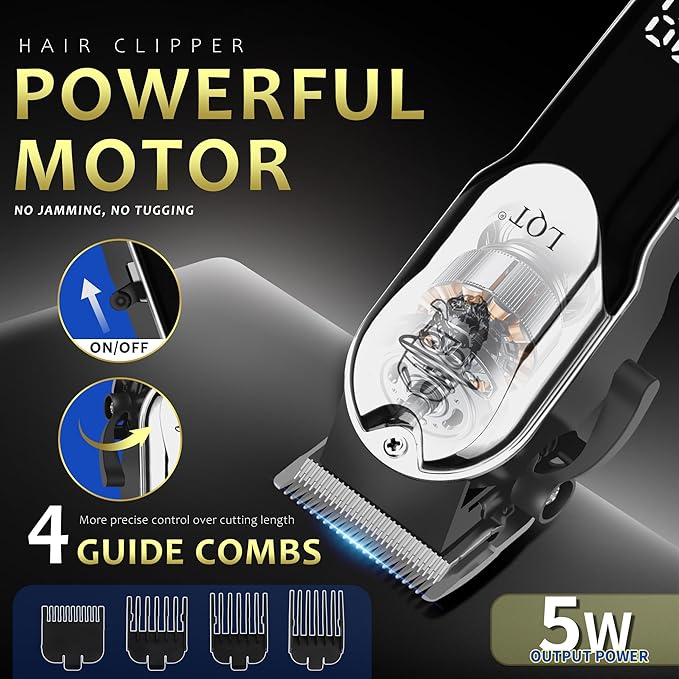 Professional Barber Kit for Men, Cordless Hair Clipper, Trimmer & Rotary Shaver Set with LED Display, USB-C Rechargeable Battery,Precision Blades,Adjustable Speeds,Low Noise,Grooming Gifts for Men
