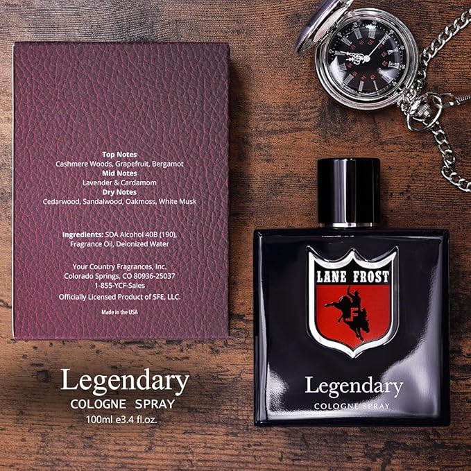 Lane Frost Legendary Cologne for Men - Orignal Western Scent for the Authentic Cowboy - Woodsy and Masculine Fragrance Spray - Long-Lasting Manly Cologne with Cedarwood and Musk Notes
