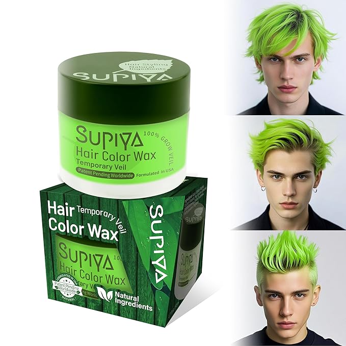 Temporary Hair Styling Color Wax, Green Hair Dye Color Wax Washable Natural Instant Hair Coloring Cream for DIY Hairstyle for Kids Men Women(Color #23)