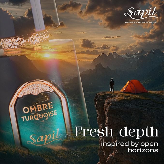 Sapil Ombre Turquoise Eau de Parfum – Long Lasting Unisex Woody Perfume | Cardamom, Leather & Amber Notes | Clean Elegant Signature Fragrance | 3.4 oz / 100ml
