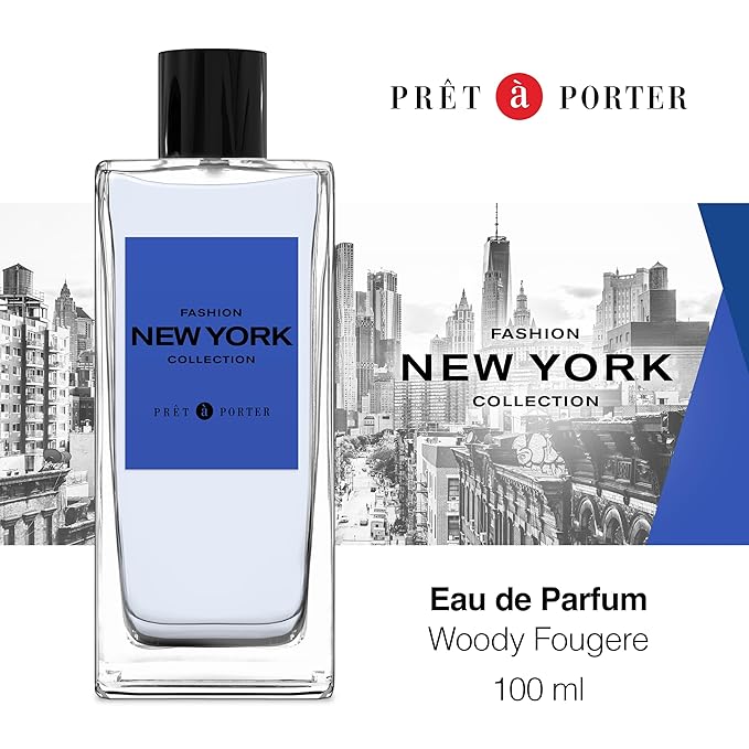 Pret à Porter City Collection New York Eau de Parfum 3.4 fl oz (Pack of 2), Notes of Juniper Berries, Wood, and Cedarwood, Men's Fragrance, Long Lasting, Everyday Fragrance, Travel Size