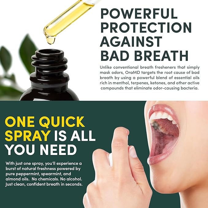 OraMD Fresh Breath Spray for Gum Health - 3-Pack, Bad Breath Treatment, Periodontal Disease Therapy, Fights Oral Pathogens, Reduces Gum Pockets & Plaque Build-Up