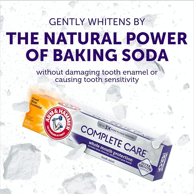 ARM & HAMMER Complete Care Toothpaste, Teeth Whitening Toothpaste, Fluoride, Whole Mouth Protection, Fresh Mint Flavor, 6.0 oz (Pack of 1)