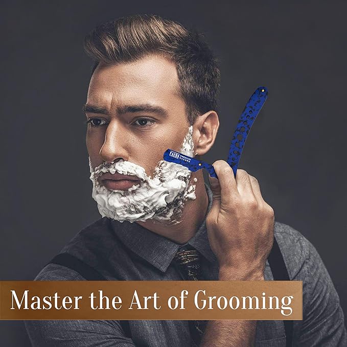 Facón Straight Razors for Men - Professional Barber Straight Edge Razor Kit with 100 Blades, Classic Stainless Steel Barbero Shaver for a Smooth & Precise Shave, Premium Barber Razor for Men's Shaving