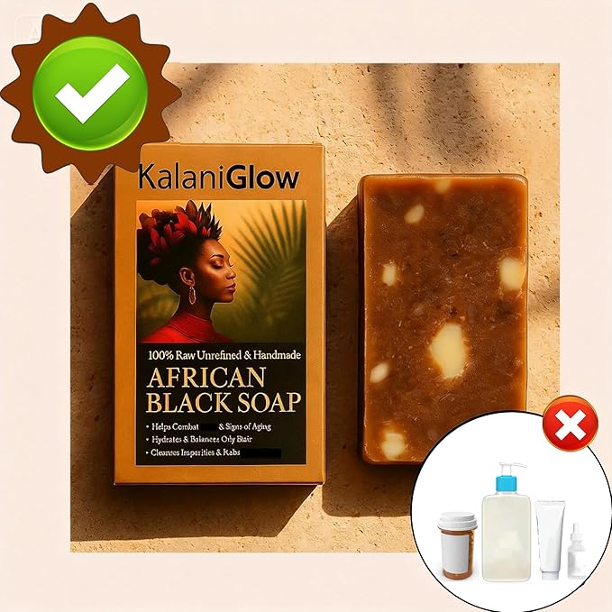 African Black Soap– Raw African Black Soap Bar Moroccan Black Soap Hydrates Dry Skin for All Skin Types, Supports a More Even-Looking Skin Tone for Face & Body Wash