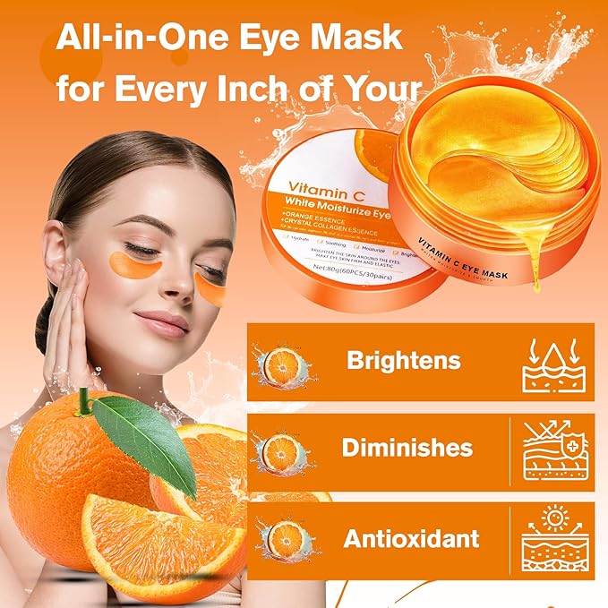 Eye Gel Patches 60 PCS, Antioxidant and Brightening, Collagen Eye Mask, Eye Masks for Puffy Eyes, Improve Dark Circles and Puffiness, Suitable for Both Men and Women