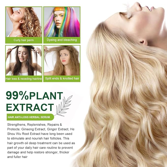 10ml Hair Growth Serum for Thinning Hair – Anti Hair Loss Treatment with Ginseng & Ginger Extract to Stimulate Follicles and Promote Denser, Stronger Hair