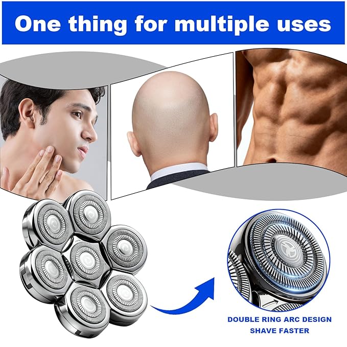 7 Head Shaver Replacement Head Shavers for Bald Men for Most Brand Men Foil Shaver Razor Universal Shaver Head,3pack