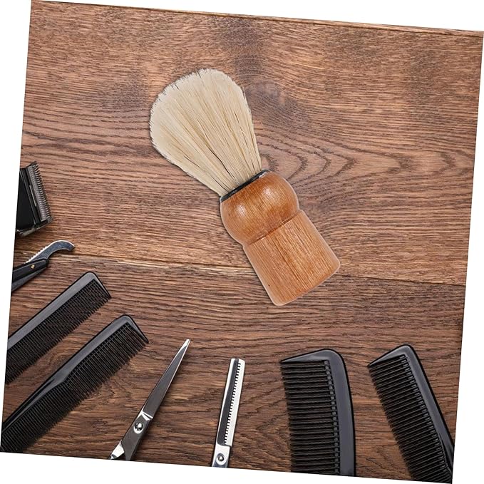 Retro Beard Grooming Brush Wooden Handle Manual Shaving Brush for Men Boar Bristle Foam Applicator for Shaving for Travel and Home Use