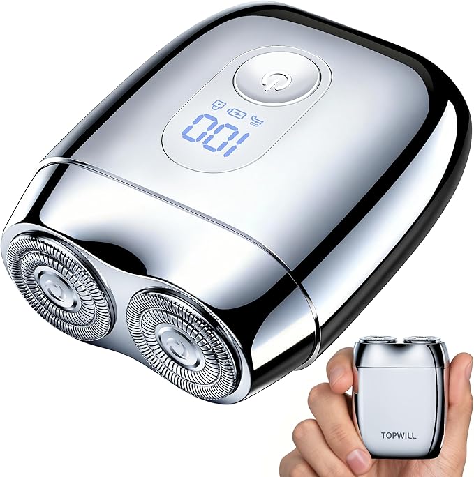 All-Metal Mini Electric Shaver for Travel Men– Smooth & Close Shave, Portable USB-C Rechargeable Razor with Mirror Cap, Waterproof Wet/Dry, Ideal Gift for Dad Husband Boyfriend – RX40 Silver