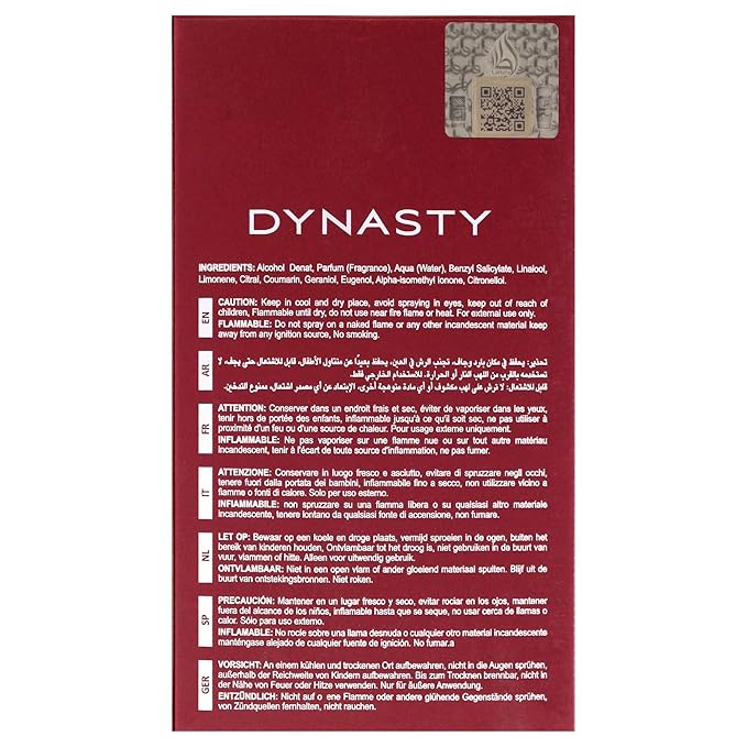 Lattafa Dynasty – Fresh, Spicy, Woody, Aromatic – Eau de Parfum Spray Long-Lasting Fragrance for Unisex, 3.4 Ounce / 100 ml