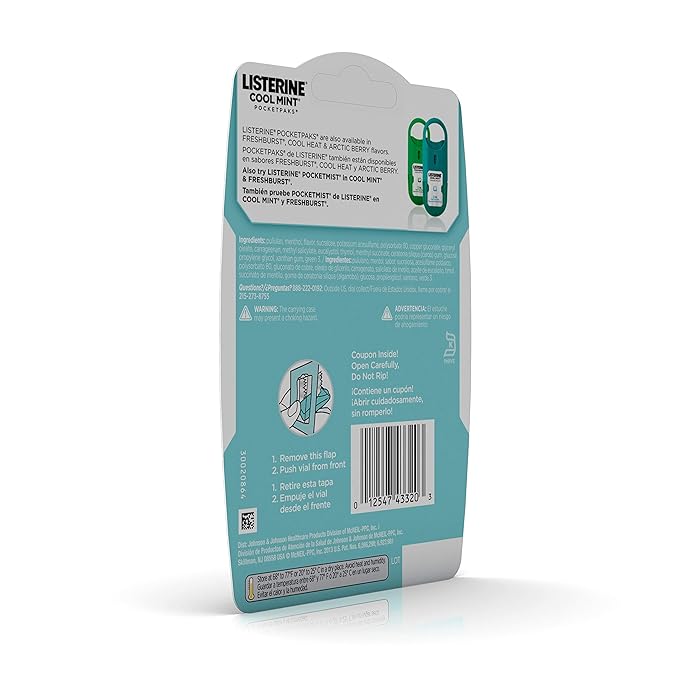 Listerine Pocketpaks Breath Strips, Cool Mint, 72 Count (Pack of 2)
