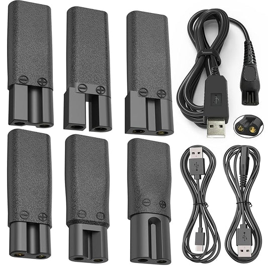 Upgraded 9PCS Replacement Shaver Charger Compatible with a Various Types of Electric Hair Clippers, Beard Trimmers, Shavers, Beauty Instruments,Desk Lamps,Purifiers,Charging Cable Type-C Power Cord