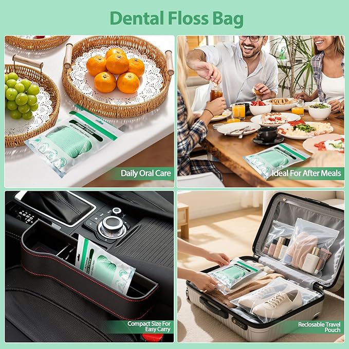 Floss Picks - 300 Count Wear Resistant Dental Floss Picks BPA Free Durable Dental Floss Ergonomic Design 2 In 1 Tooth Picks Flossers for Teeth Cleaning 3 Pack Light Green