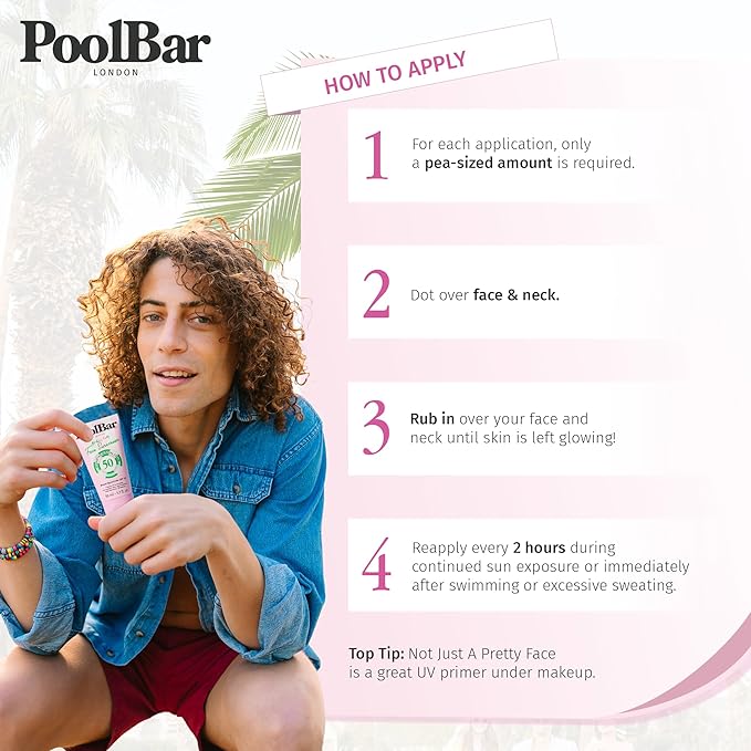 PoolBar Mineral Face Sunscreen Cream for Women and Men Sun Care, SPF 50, Hydrating Mineral, Vitamin C, E, and Ceramide, Non Scented Water Resistant Sunscreen, Blue Light Protection - 50ml