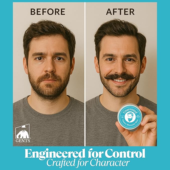 G.B.S Strong Hold Fragrance Free Mustache Wax, Easy Application, Restyleable, long lasting hold with Styling Comb (1.7 oz) (3 Pack, Unscented)