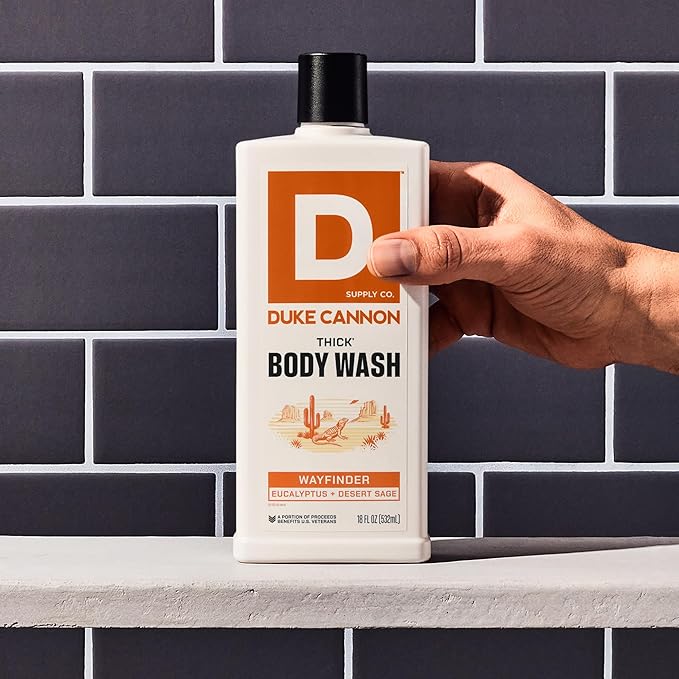Duke Cannon Thick High Viscosity Body Wash - Wayfinder - Eucalyptus & Desert Sage Scent, 3X Thicker, Mineral-Enriched, Sulfate-Free, 17.5 oz (3-Pack)