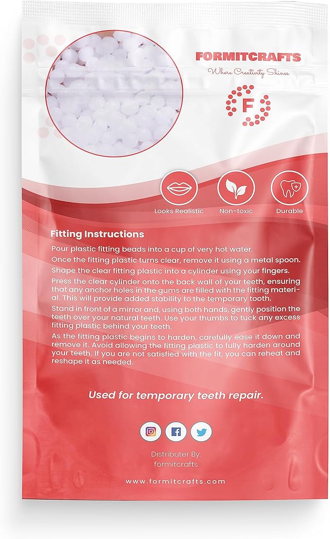 Thermoplastic Beads 40 Grams for Teeth Repair Plus Dental Tools–for DIY Tooth Filling – Moldable Thermal Beads for Repair – Ideal for Chipped, Cracked Teeth – Realistic and Durable