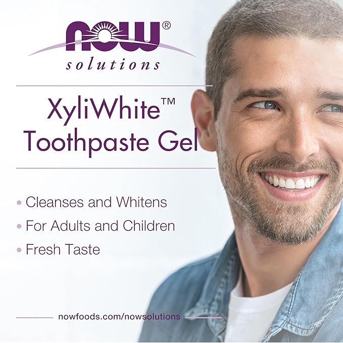 NOW Foods Solutions, Xyliwhite™ Toothpaste Gel, Coconut Oil, Cleanses and Whitens, Cool Coconut-Mint Taste, 6.4-Ounce
