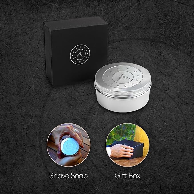 Naked Armor Organic Shave Soap for Men - Large 7oz Shaving Soap Tin for Sensitive Skin & Wet Shaving - Handmade with Shea Butter & Essential Oils - Rich Creamy Lather (Tobacco)
