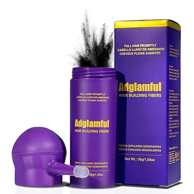 Hair Fibers for Thinning Hair, Hair Fibers with Spray Applicator Nozzle, Undetectable Finish for Hair or Beard, Long-lasting Hair Loss Concealer for Women & Men (Black, 30g)